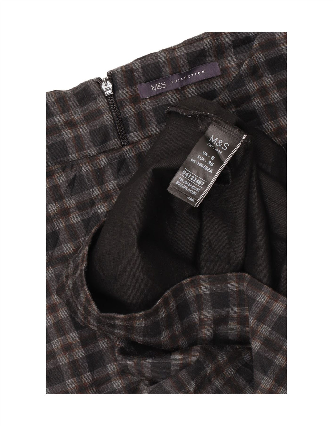 Marks & Spencer Damen-Blusenoberteil mit 3/4-Ärmeln, Gr. 8, klein, grau kariert