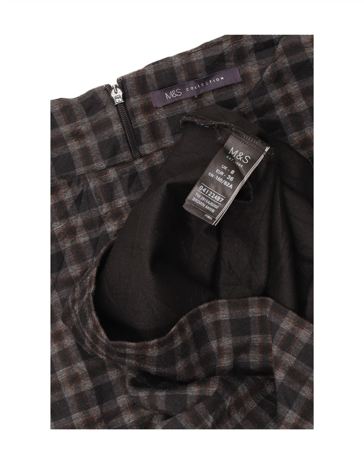 Marks & Spencer Damen-Blusenoberteil mit 3/4-Ärmeln, Gr. 8, klein, grau kariert