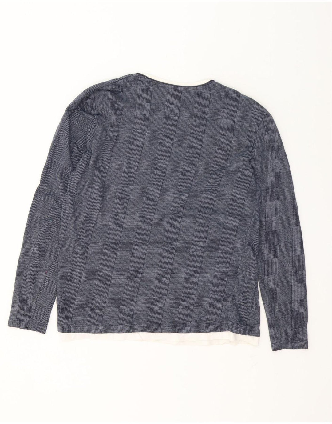 Zara Herren-Oberteil, langärmelig, groß, marineblau mit Hahnentrittmuster