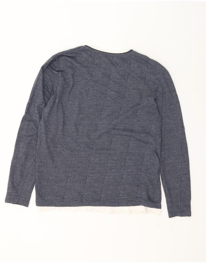 Zara Herren-Oberteil, langärmelig, groß, marineblau mit Hahnentrittmuster