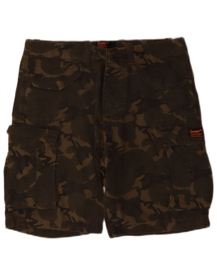 SUPERDRY Herren-Cargo-Shorts W29, kleine Khaki-Camouflage-Baumwolle
