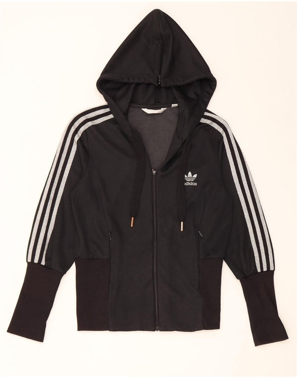 Adidas Damen Zip Hoodie Pullover UK 18 XL Schwarz Polyester