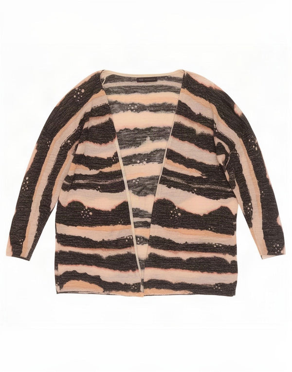 Marks & Spencer Womens Oversized Cardigan Sweater UK 16 Large Black Striped
