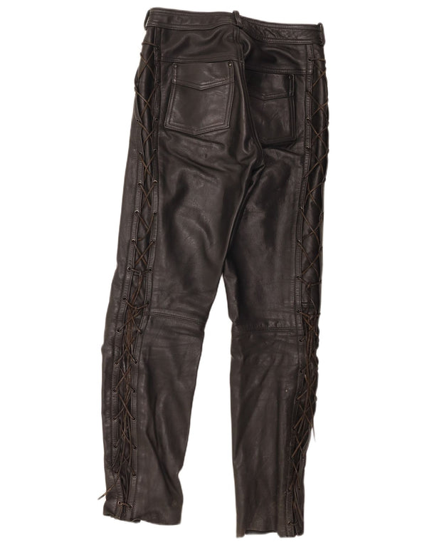 Vintage Herren Motorstyle Lederhose IT 48 Medium W30 L31 Schwarzes Leder