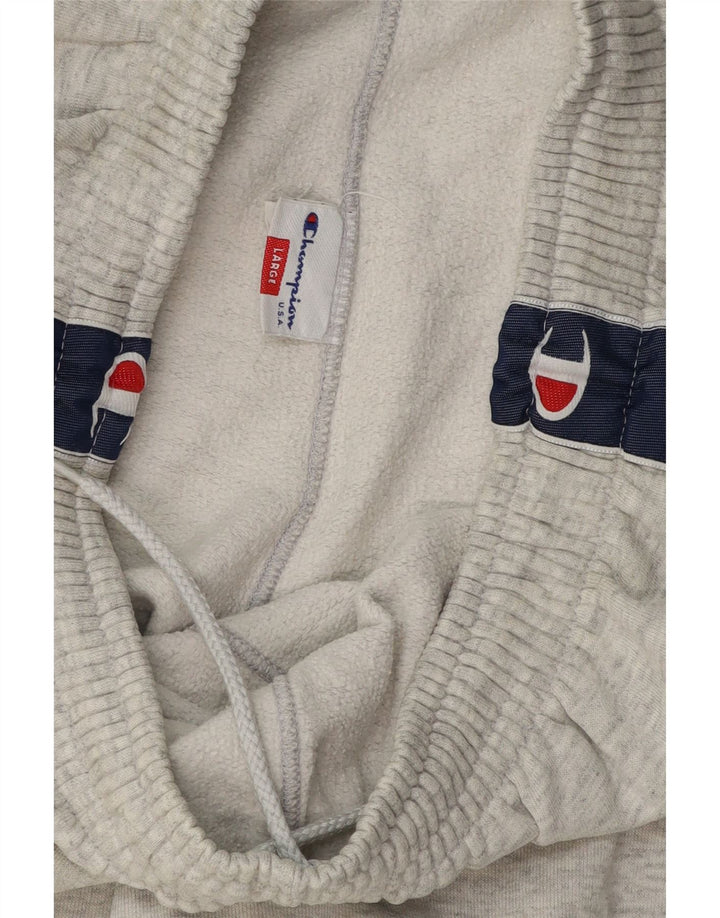 CHAMPION Mens Graphic Tracksuit Trousers Large  Grey Cotton