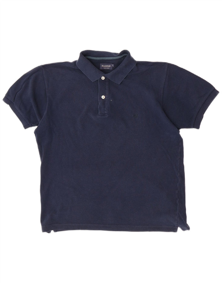 Brooksfield Herren Poloshirt IT 48 Medium Marineblau Baumwolle