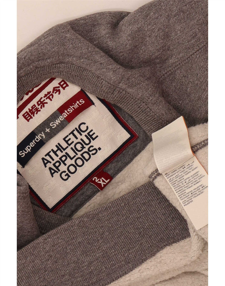 Superdry Herren Grafik-Sweatshirt-Pullover 2XL aus grau melierter Baumwolle