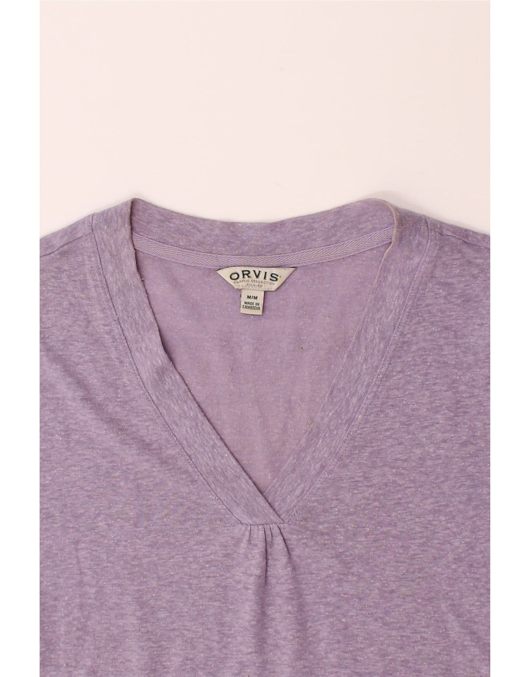ORVIS Womens Top 3/4 Sleeve UK 14 Medium Purple Linen Vintage Orvis and Second-Hand Orvis from Messina Hembry 