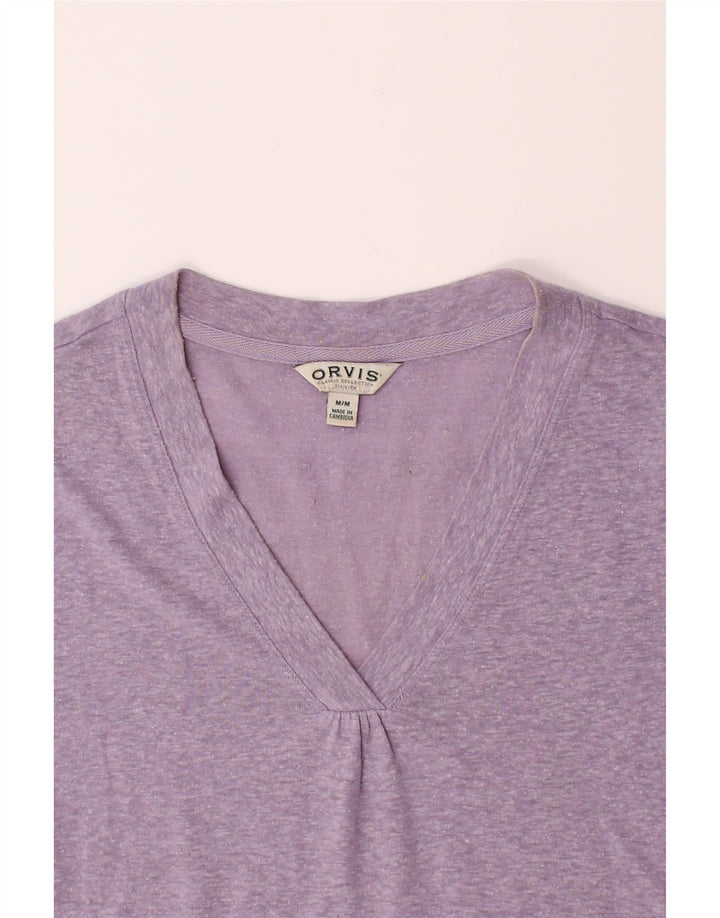 ORVIS Womens Top 3/4 Sleeve UK 14 Medium Purple Linen Vintage Orvis and Second-Hand Orvis from Messina Hembry 