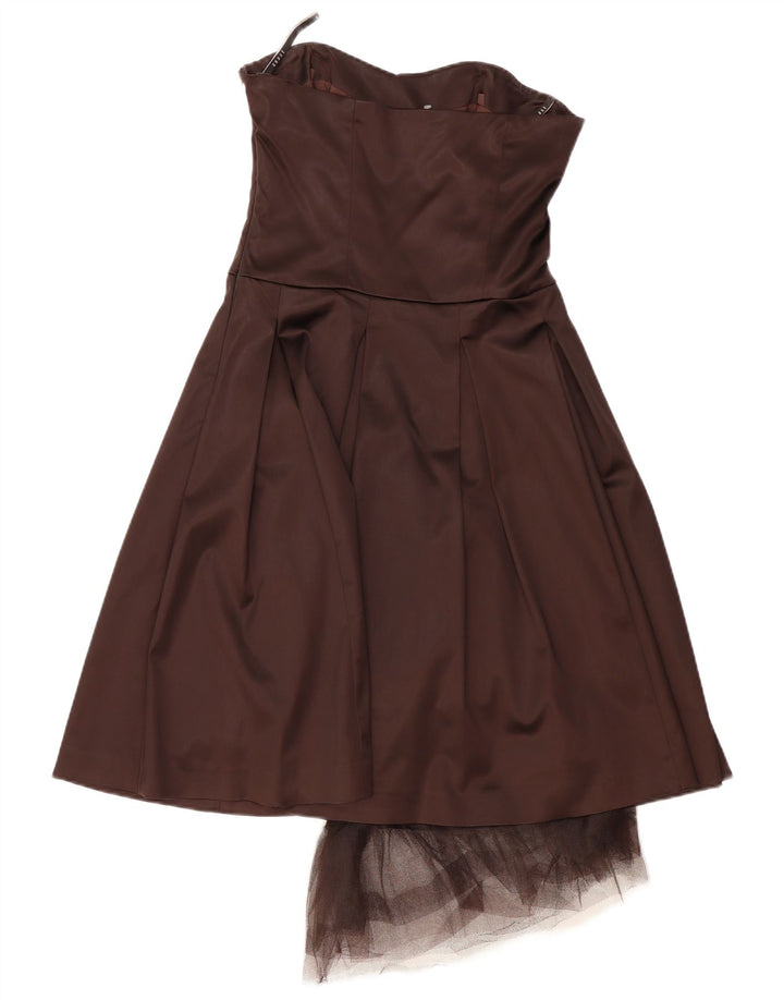 COAST Womens Strapless Dress UK 12 Medium Brown Acetate