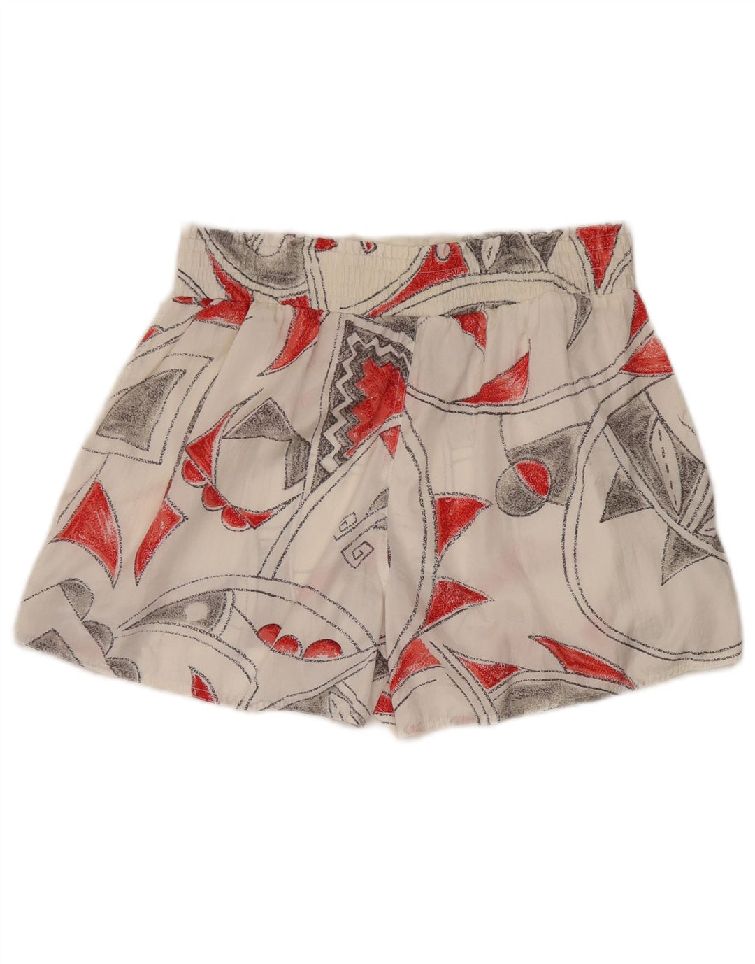 REEBOK Damen Badeshorts UK 10 Small Weißes geometrisches Nylon