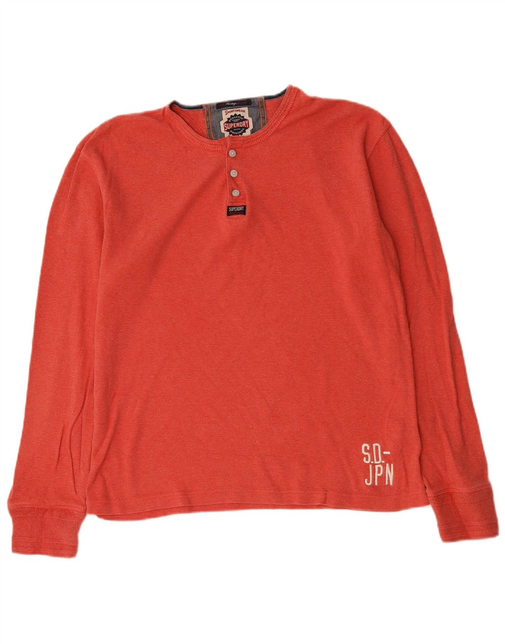 Superdry Herren-Oberteil Langarm XL aus roter Baumwolle