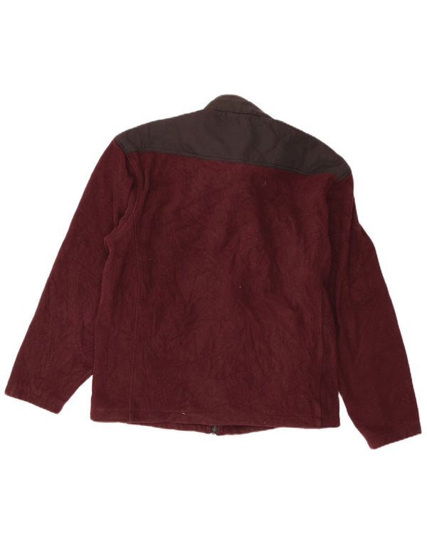 Champion Mens Fleece Jacket UK 40 Large Maroon Colourblock Polyester