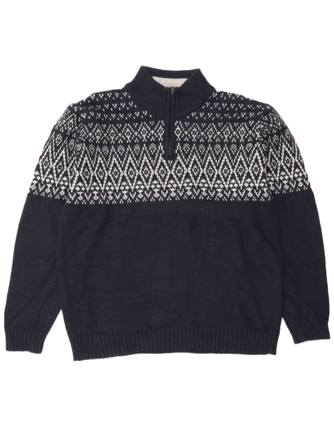 Marks & Spencer Herren Blue Harbour Pullover mit Reißverschluss am Hals, Größe L, Marineblau