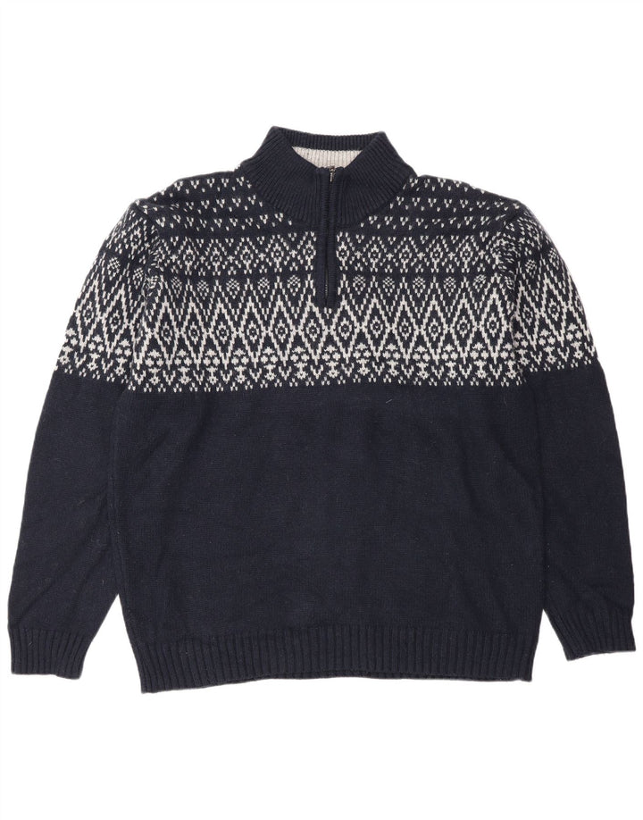 Marks & Spencer Herren Blue Harbour Pullover mit Reißverschluss am Hals, Größe L, Marineblau