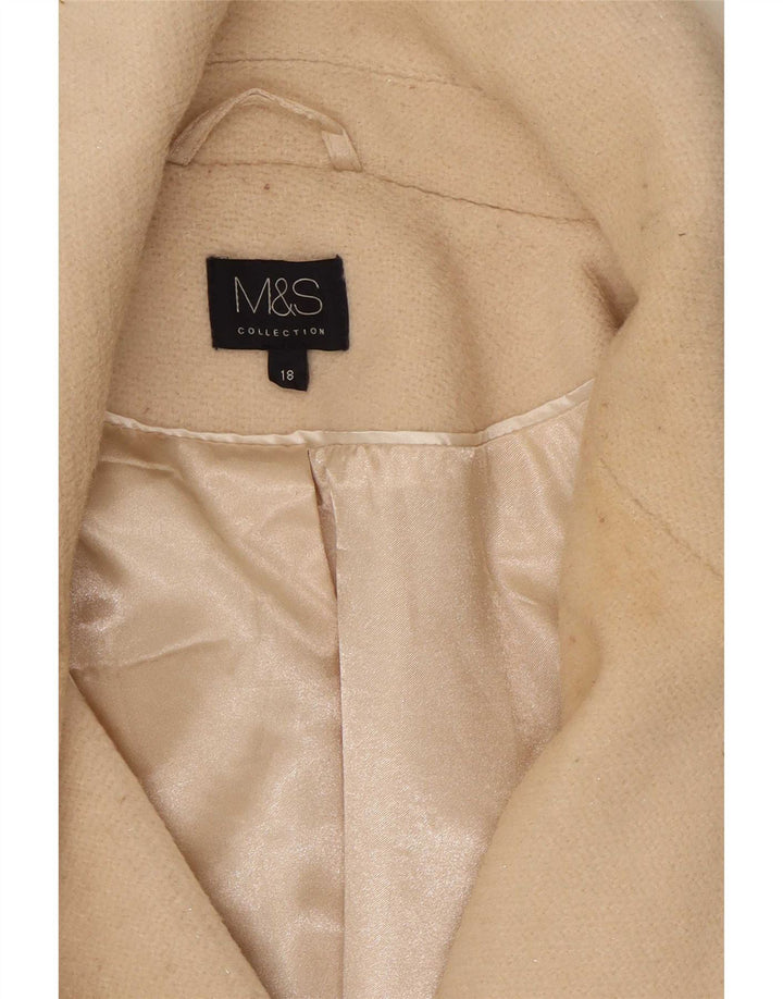 Marks & Spencer Zweireihiger Damenmantel UK 18 XL Beige Polyester