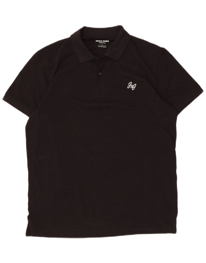 Jack & Jones Herren-Poloshirt, groß, schwarze Baumwolle