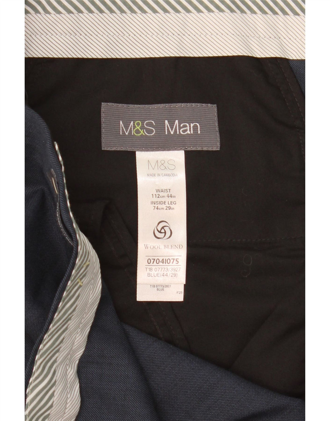MARKS & SPENCER Herren-Anzughose, gerade, W44, L29, Blau, Polyester