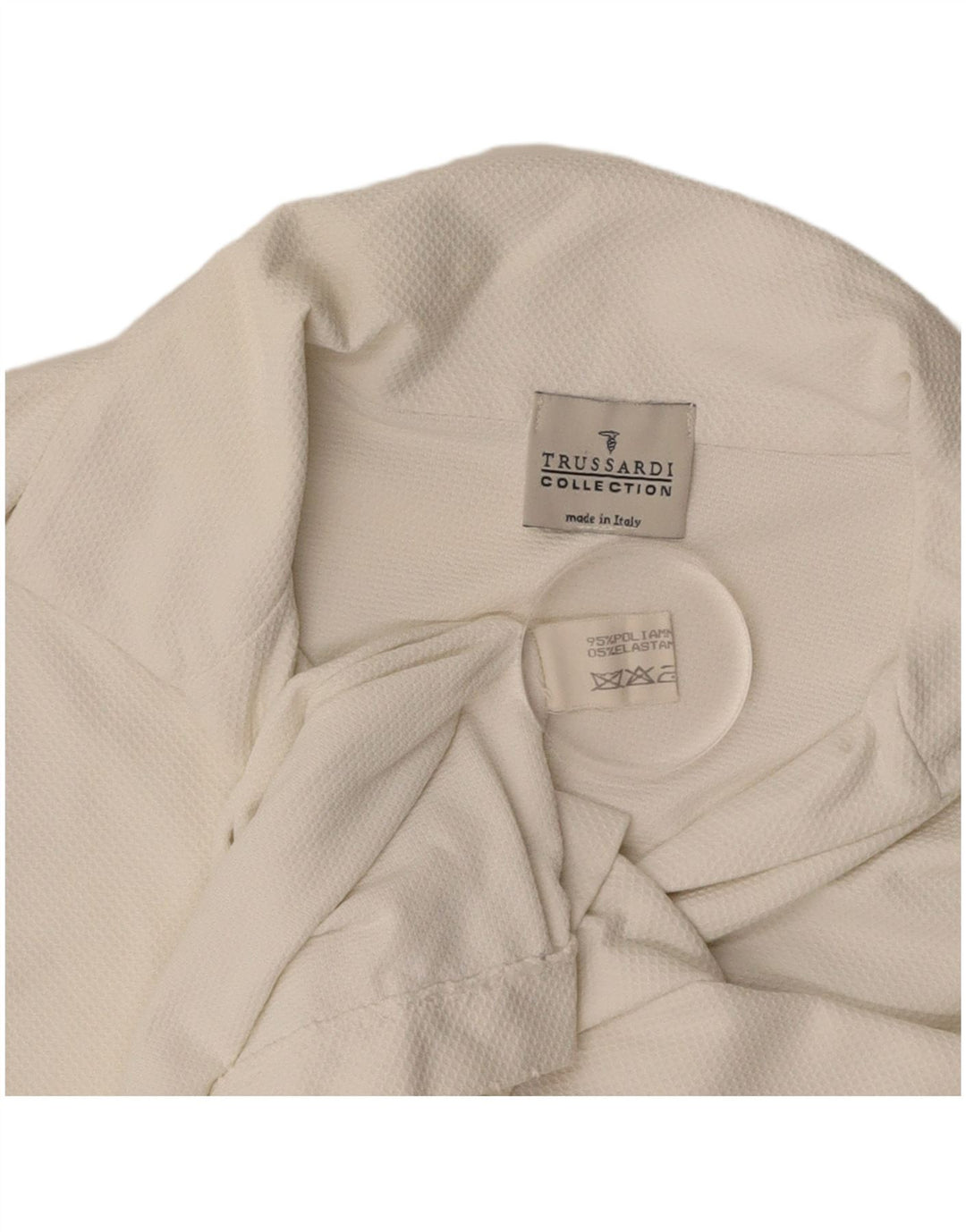 TRUSSARDI Damen Crop Poloshirt UK 12 Mittelweißes Polyamid