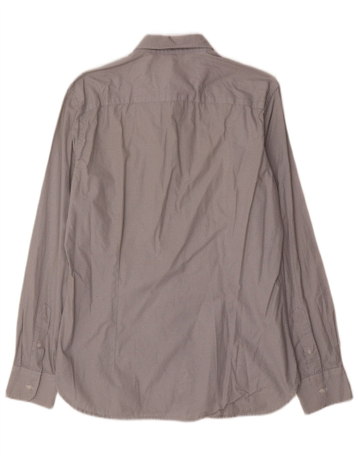 BENETTON Herren-Hemd, schmal geschnitten, groß, grau, geometrisch, Baumwolle