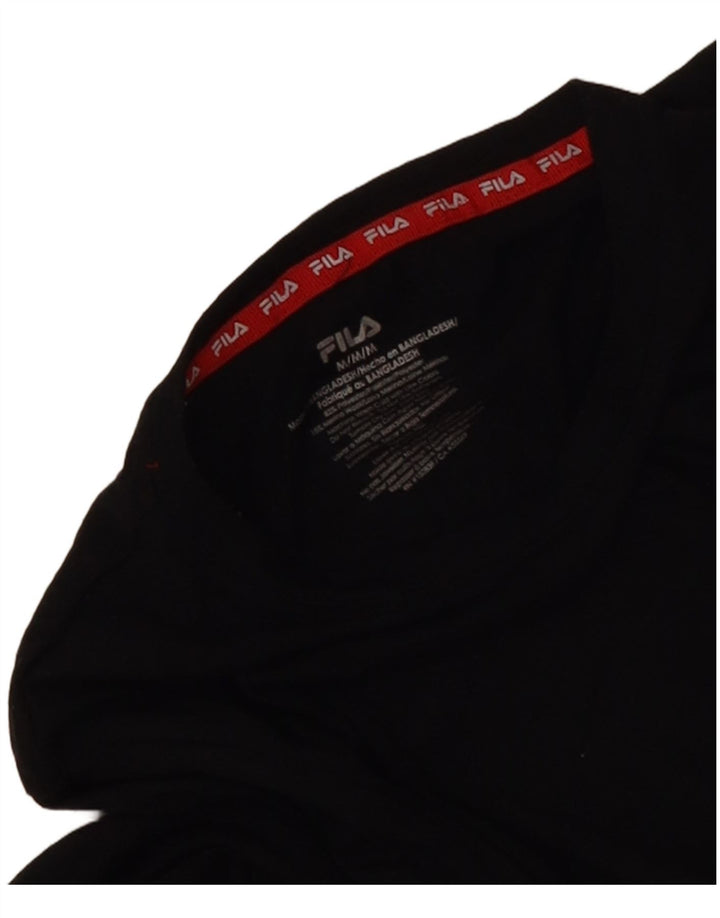 Fila Damen Top Langarm UK 12 Medium Schwarz Polyester