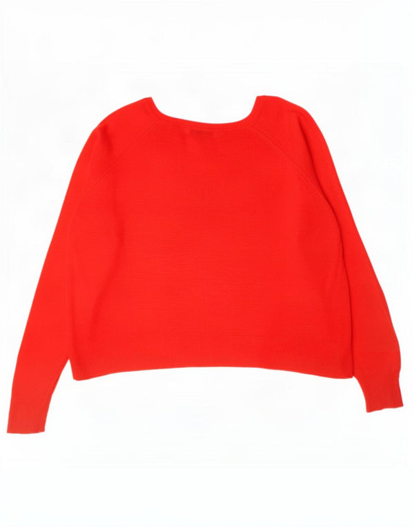 Zara Damen-Pullover, bauchfrei, übergroß, U-Boot-Ausschnitt, Gr. 10, Größe S, rote Viskose