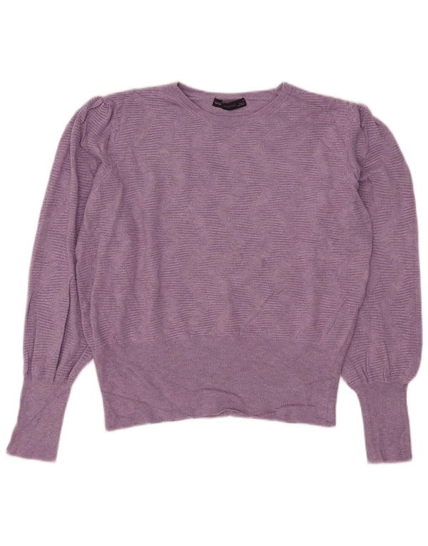 Marks & Spencer Damen Crop Crew Neck Pullover Pullover UK 16 Large Lila