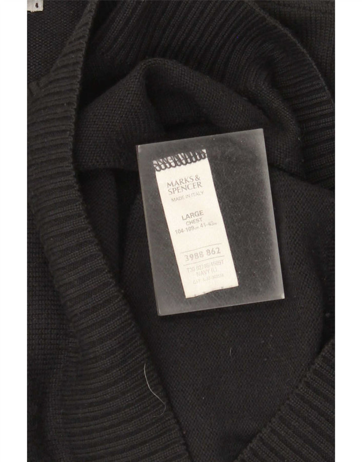 Marks & Spencer Herren-Pullover mit Rundhalsausschnitt, groß, Marineblau, Acryl