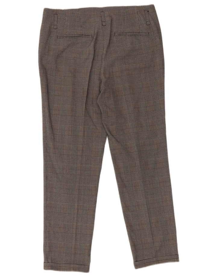 Schmale, verkürzte Hose für Damen von Zara, Größe S, W26, L25, Grau mit Hahnentrittmuster