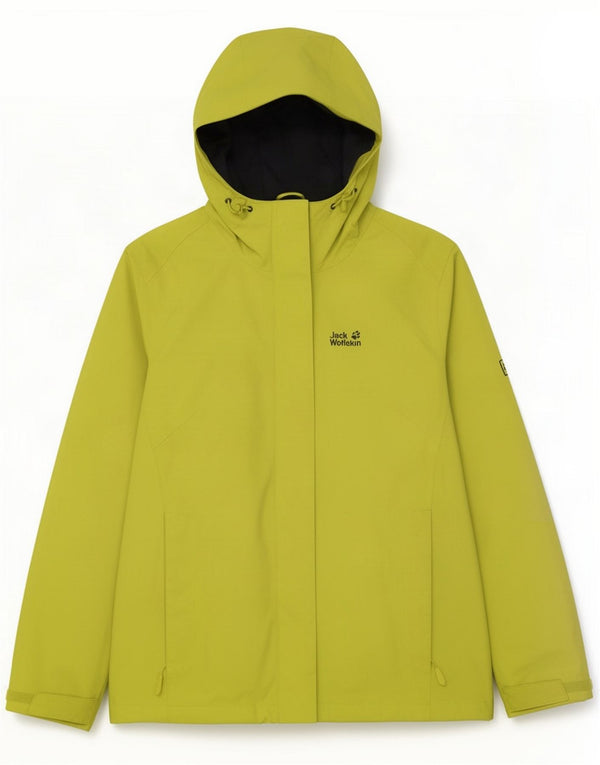 Jack Wolfskin Mens Hooded Rain Jacket UK 12 Medium Yellow Polyamide