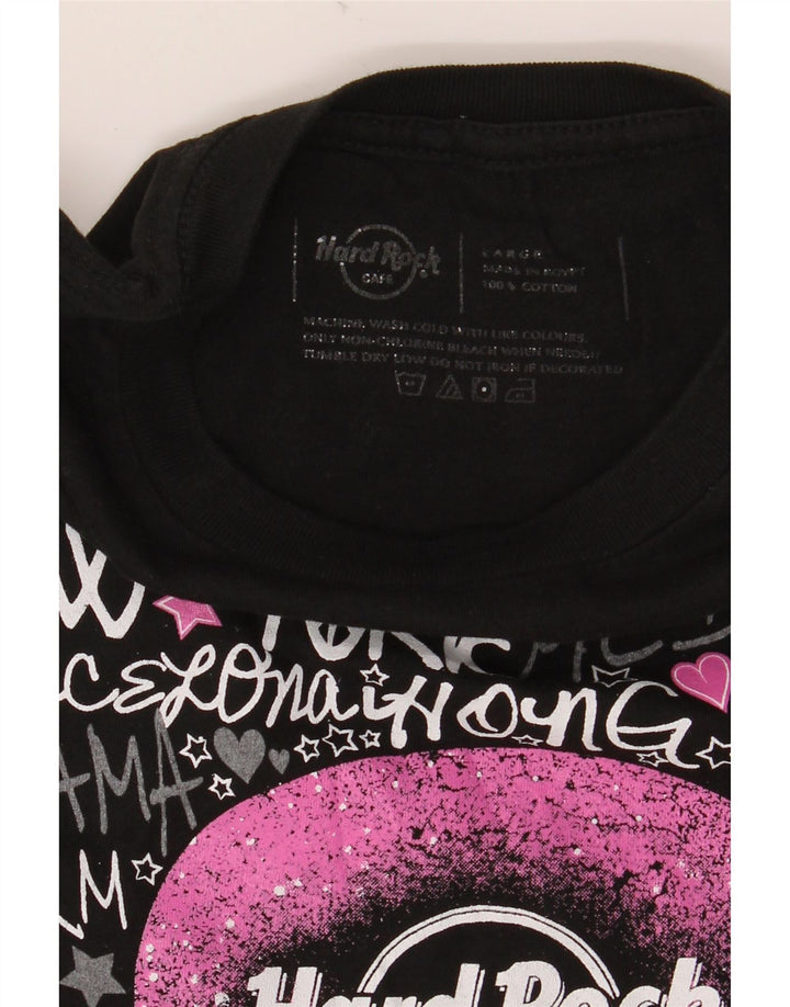 HARD ROCK CAFE Damen Grafik-T-Shirt-Oberteil UK 14 Large Schwarz