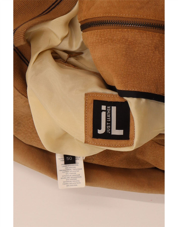 Vintage Herren Wildleder Bomberjacke IT 50 Großes braunes Leder