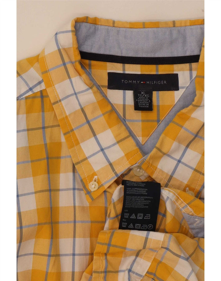 Tommy Hilfiger Herrenhemd XL, gelb kariert, Baumwolle
