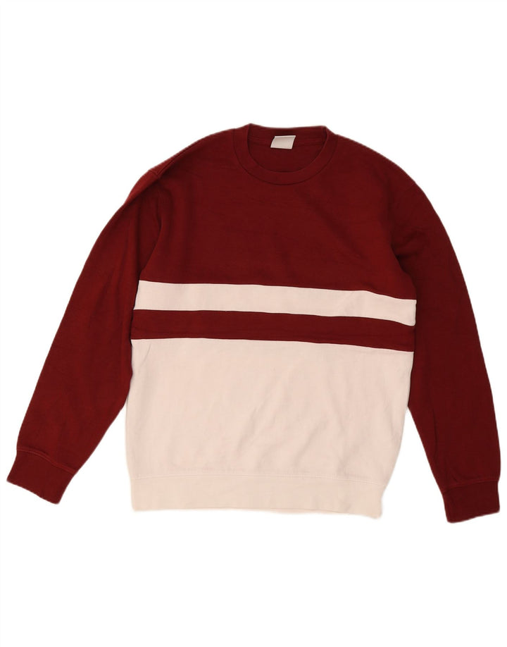 Zara Herren-Sweatshirt-Pullover, mittleres Burgunderrot, Colourblock-Baumwolle