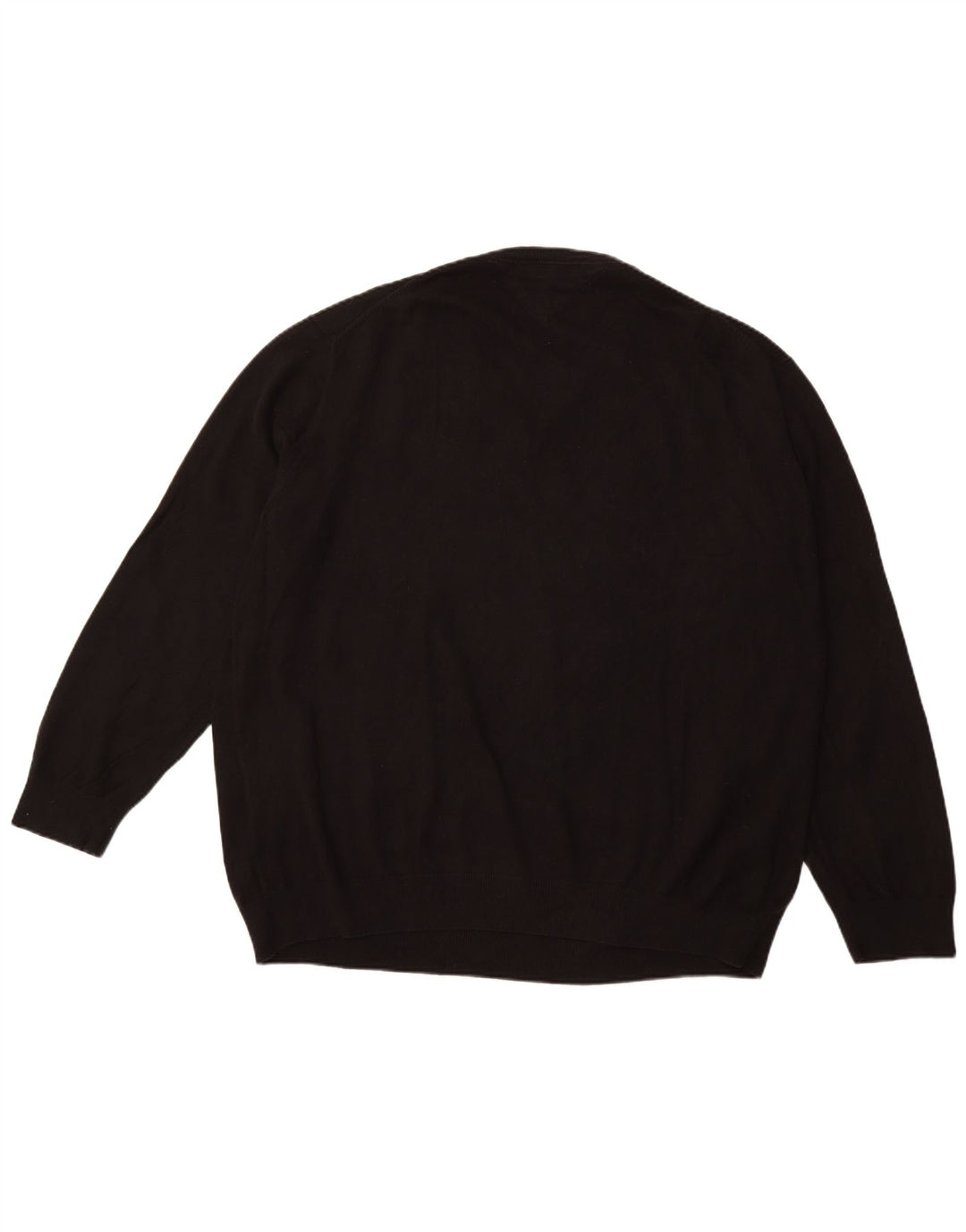 TOMMY HILFIGER Herren-Pullover mit V-Ausschnitt, 4XL, schwarze Baumwolle