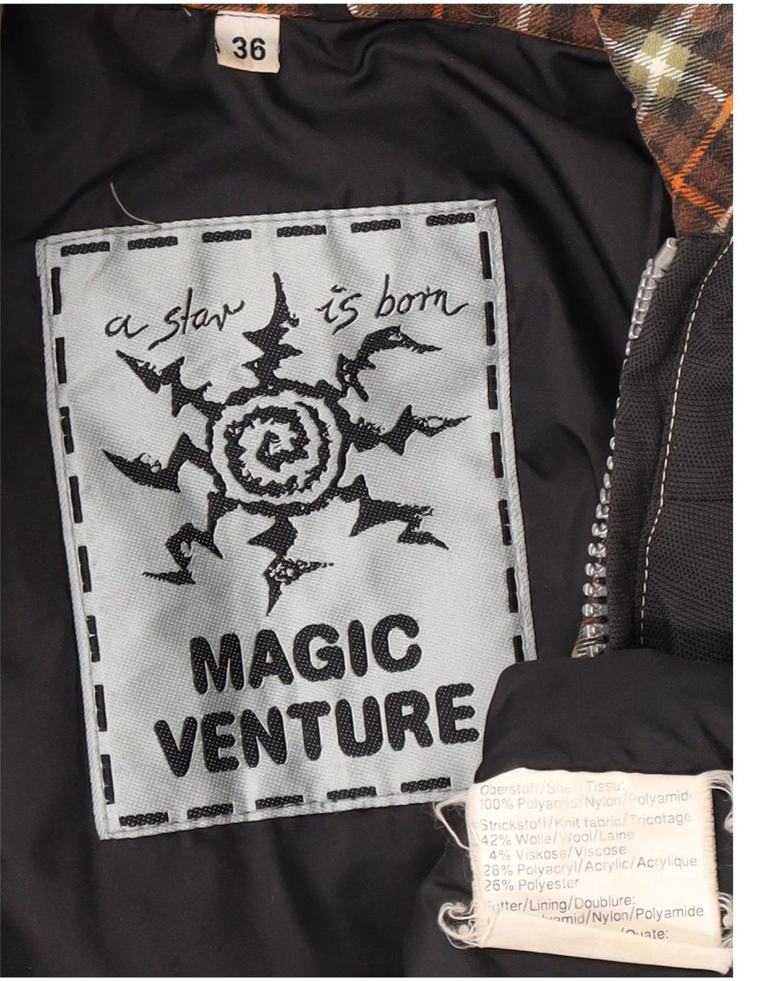 Magic Venture Herren Relaxed Graphic Hooded Ski Jacket UK 36 Small Grey Retro