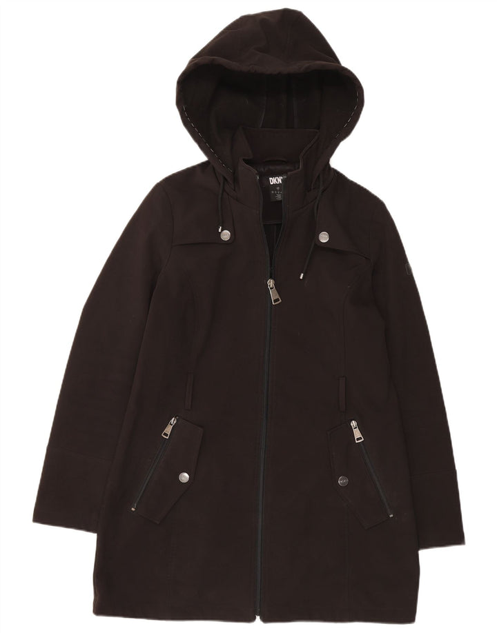 Dkny Damen-Windbreaker-Mantel mit Kapuze, übergroß, Gr. 10, Größe S, Schwarz, Polyester