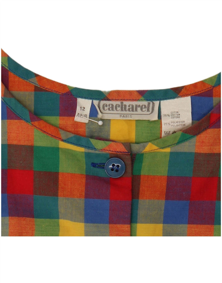 Cacharel Damen ärmelloses A-Linien-Kleid, US 12, großes mehrfarbiges Gingham