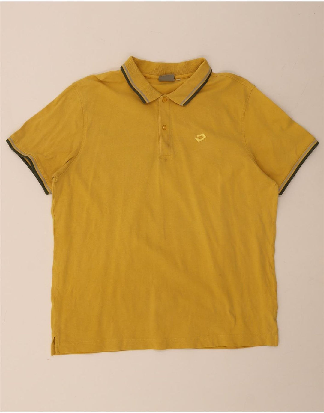 Lotto Herren-Poloshirt, groß, gelb gestreift, Baumwolle