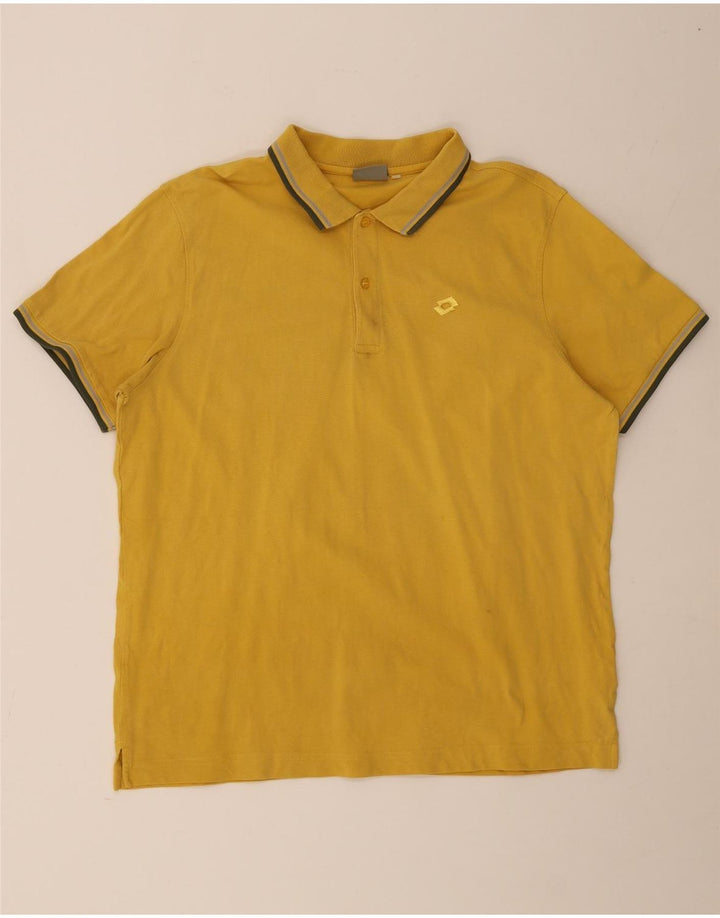 Lotto Herren-Poloshirt, groß, gelb gestreift, Baumwolle