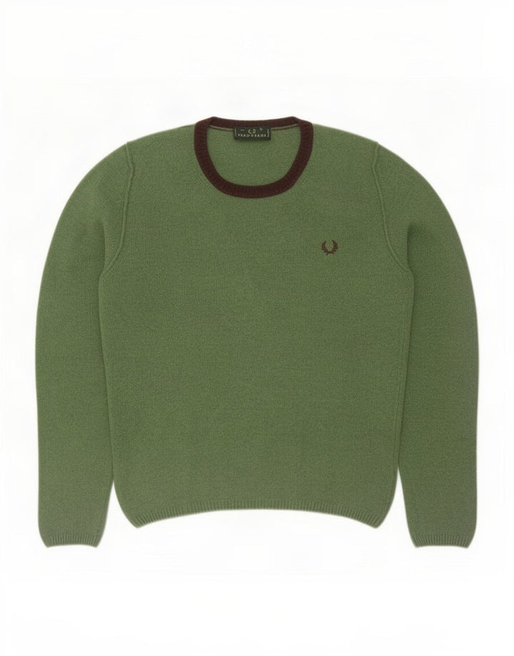 Fred Perry Herren-Pullover mit Rundhalsausschnitt, große grüne Wolle