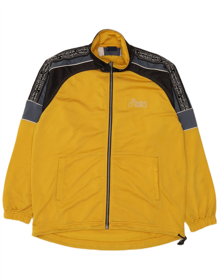 ASICS Herren-Trainingsanzug mit grafischem Oberteil, Mittelgelb, Farbblock
