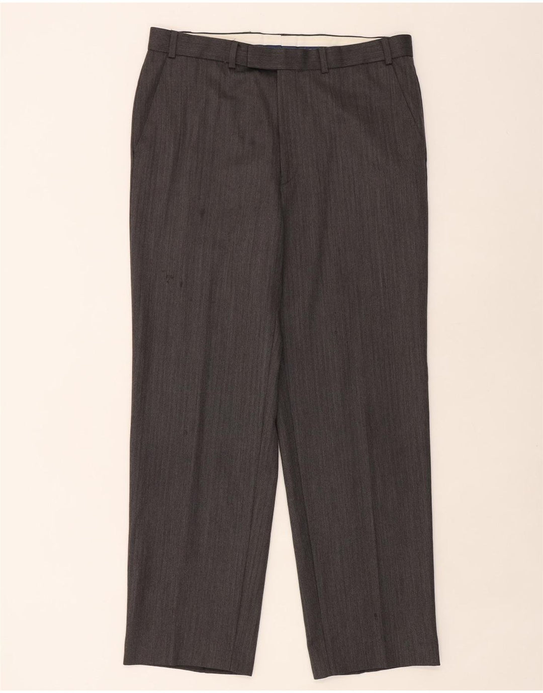 Gerade Herren-Anzughose von Marks & Spencer, W36, L31, graue Wolle mit Fischgrätenmuster