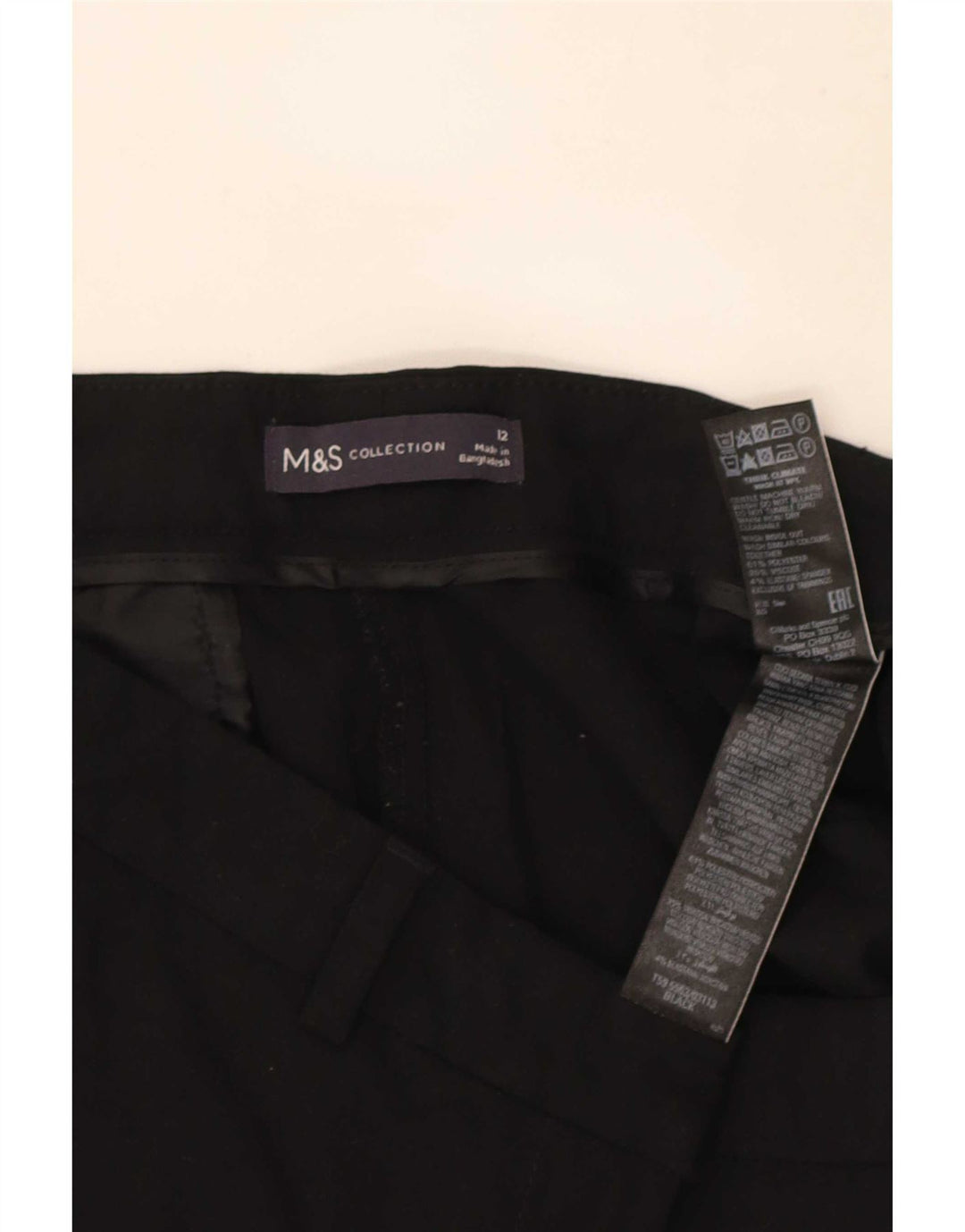 Marks & Spencer Damen Crop Suit Hose UK 12 Medium W30 L25 Schwarz