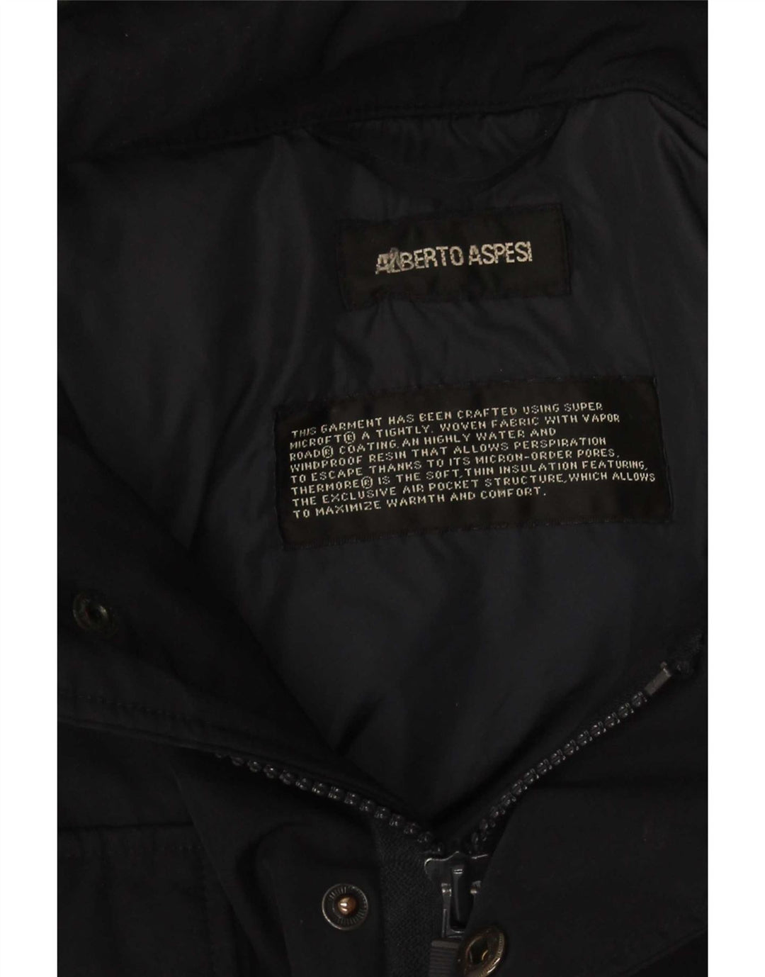 Alberto Aspesi Herren-Militär-Jacke, gepolstert, Größe 36, Schwarz
