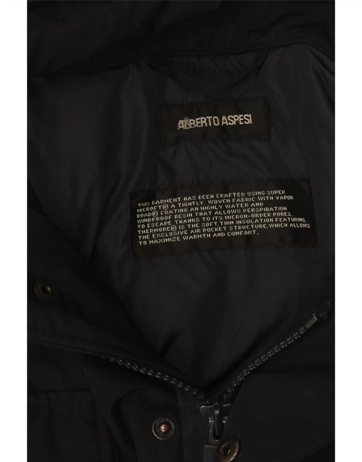 Alberto Aspesi Herren-Militär-Jacke, gepolstert, Größe 36, Schwarz