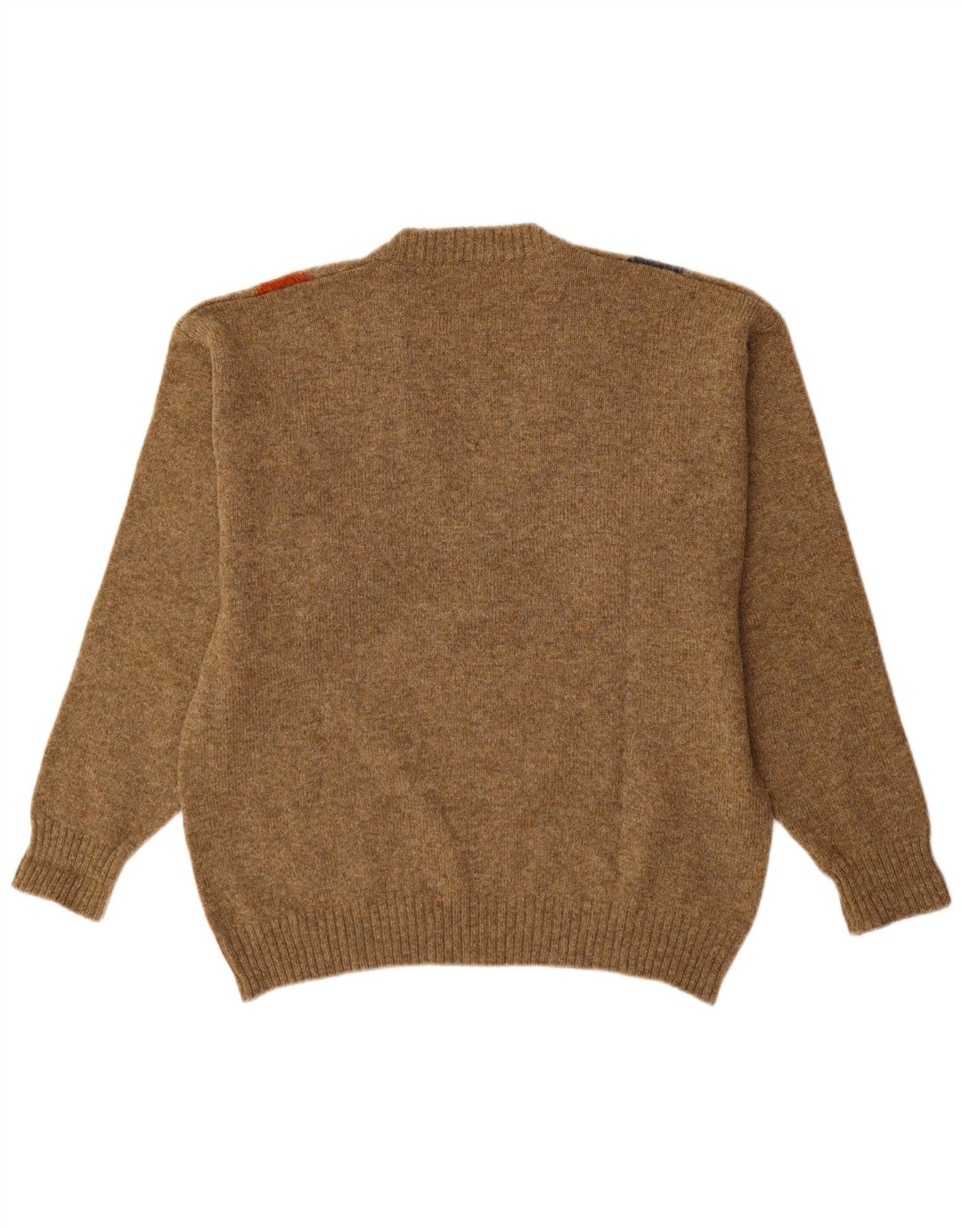 Vintage Herren V-Ausschnitt Pullover Pullover Mittelbraun Argyle/Diamant