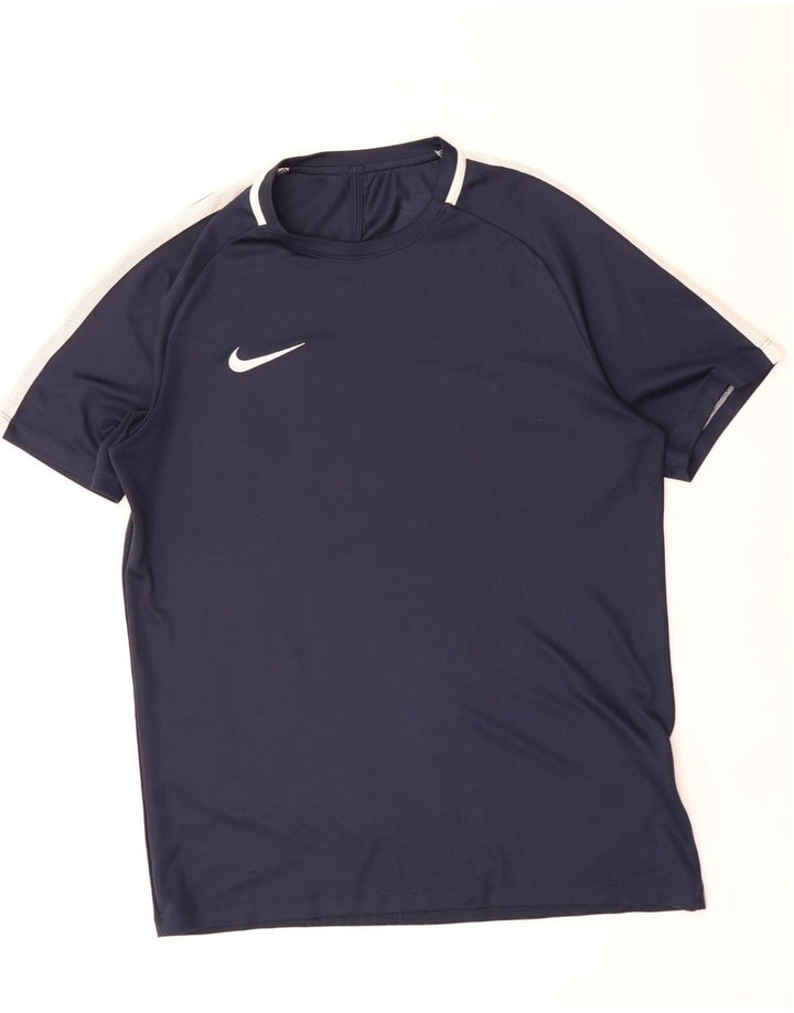 NIKE Herren Dri Fit T-Shirt-Oberteil, groß, marineblau, Farbblock-Polyester