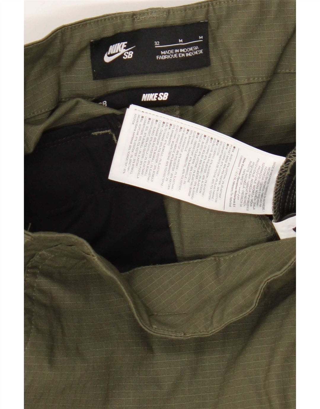 Nike Herren Straight Cargo Hose W32 L30 Khaki Check Baumwolle