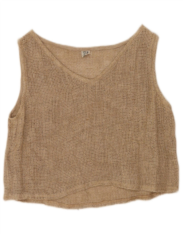 Vintage Damen Durchsichtiges 1-Knopf-2-teiliges Set UK 12 Mittelbeige